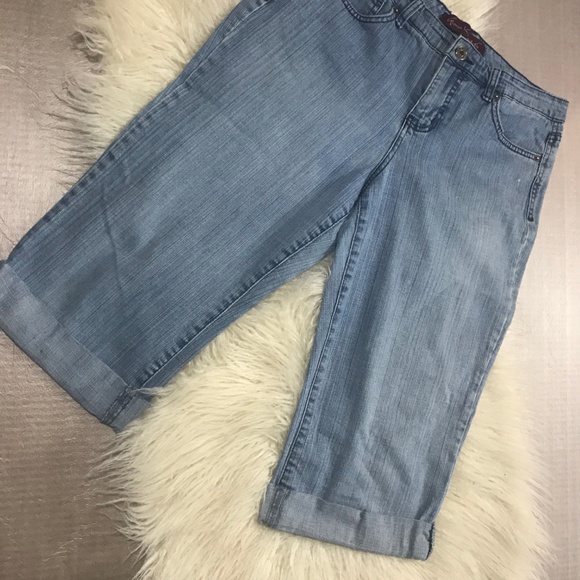 Gloria Vanderbilt jeans cuffed capri shorts stretch embellished back pockets - Picture 7 of 8